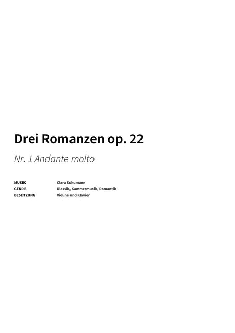 Drei Romanzen op. 22 - Title Page