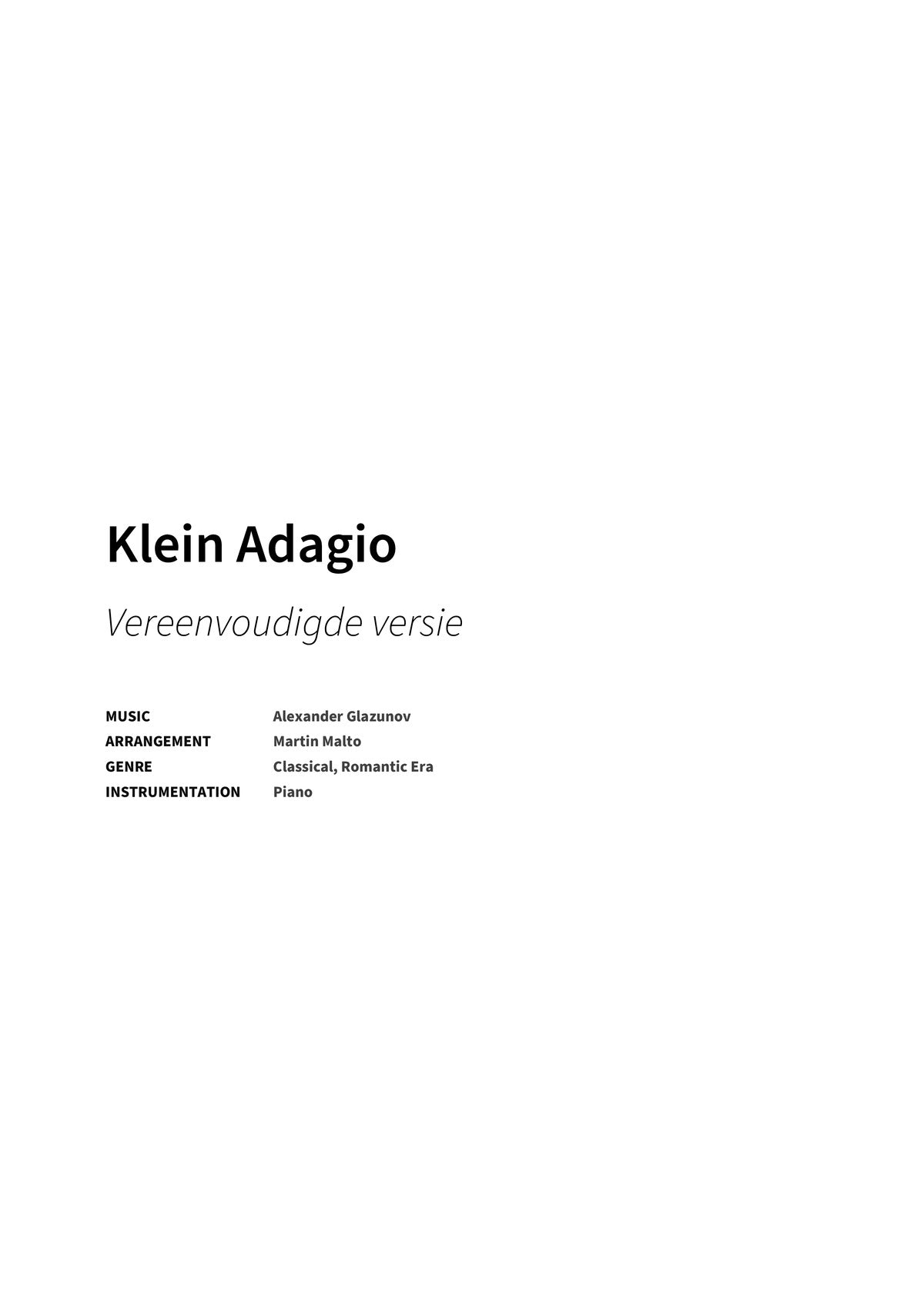 Klein Adagio - Title Page
