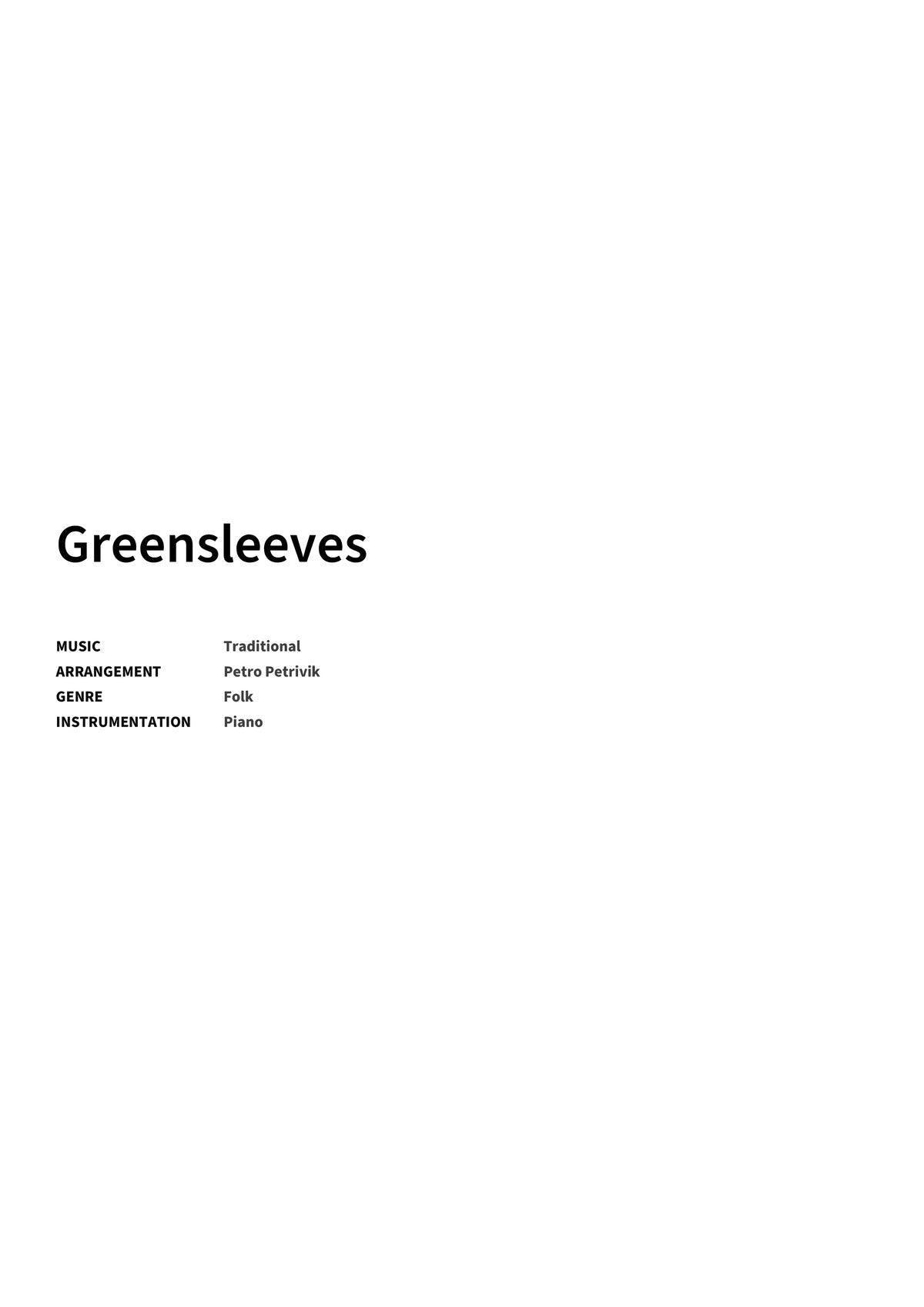 Greensleeves - Title Page