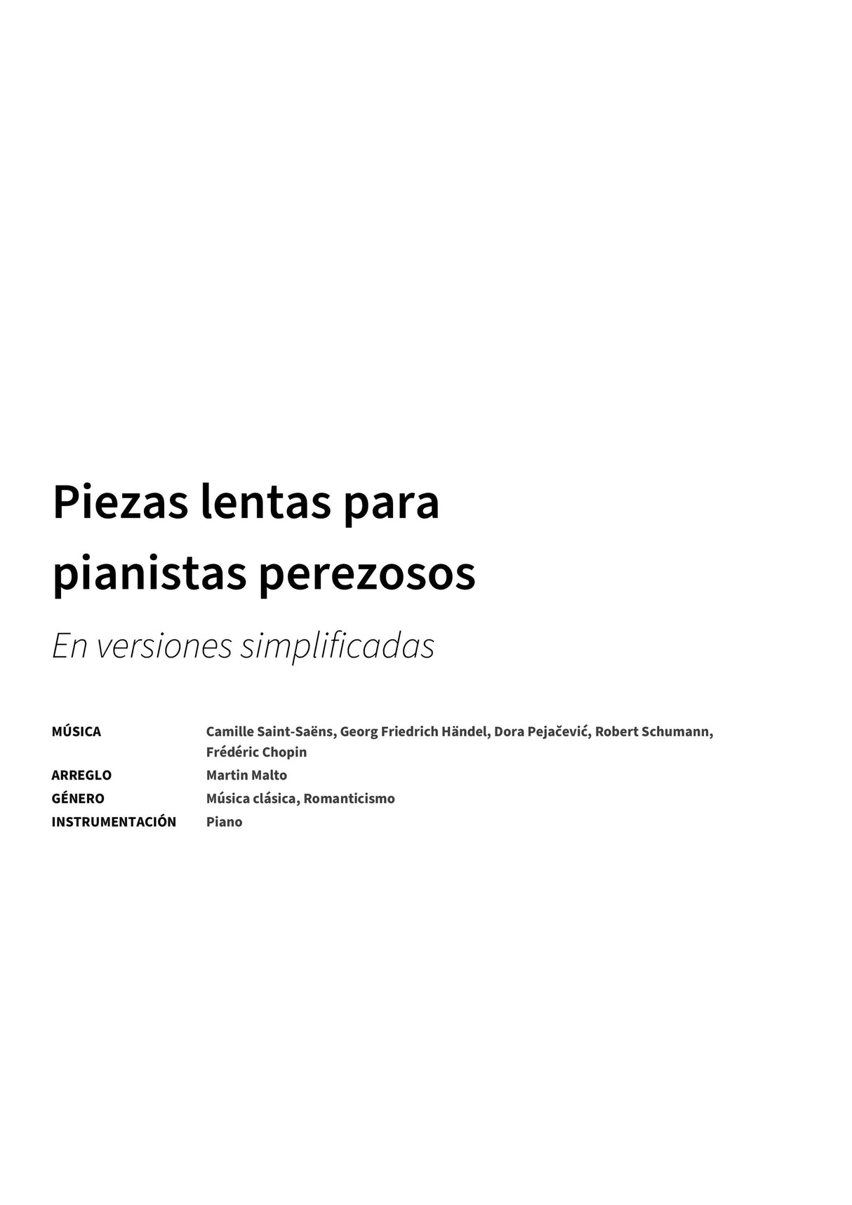 Piezas lentas para pianistas perezosos - Title Page