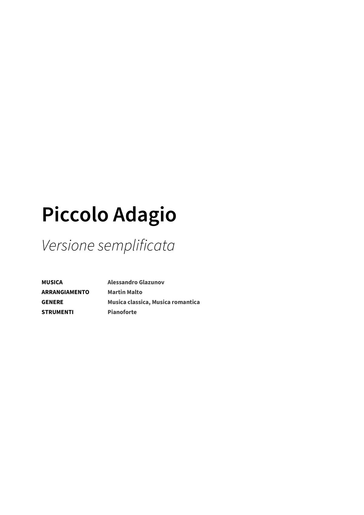 Piccolo Adagio - Title Page