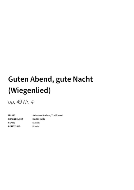 Guten Abend, gute Nacht (Wiegenlied) - Title Page