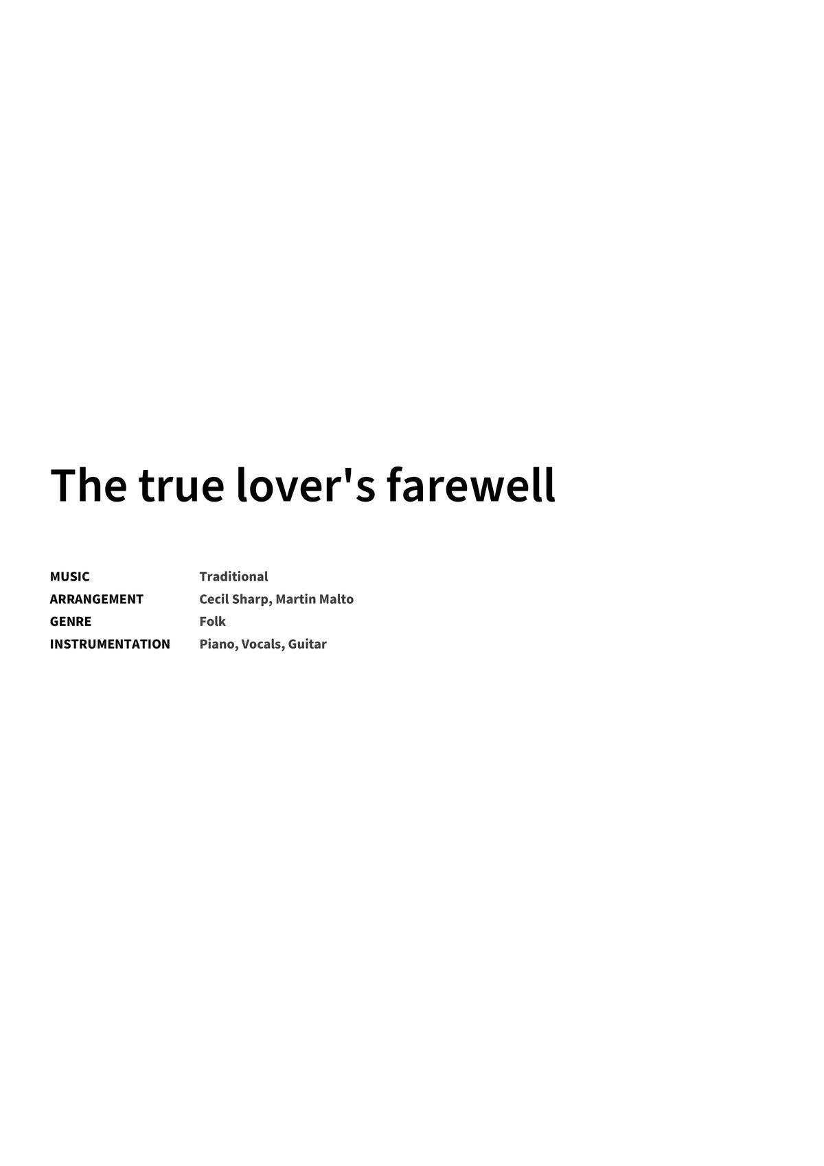 The true lover's farewell - Title Page