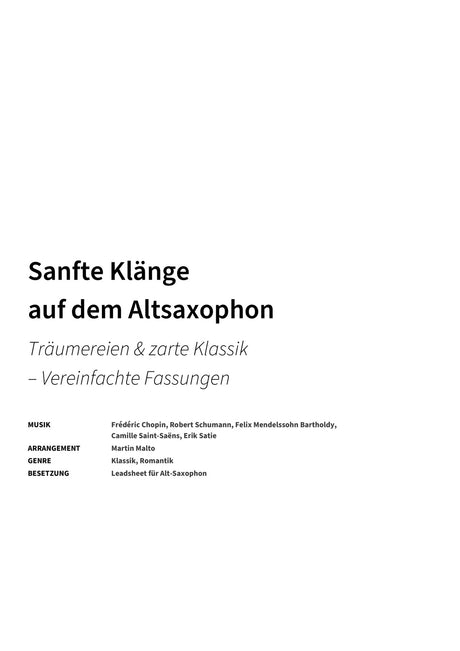 Sanfte Klänge auf dem Altsaxophon - Title Page