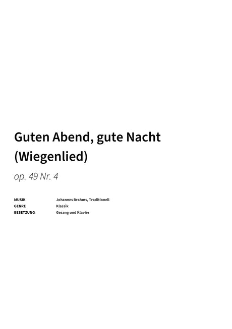 Guten Abend, gute Nacht (Wiegenlied) - Title Page