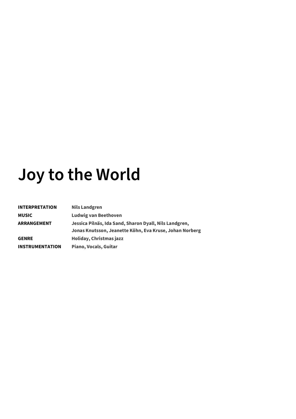 Joy to the World - Title Page