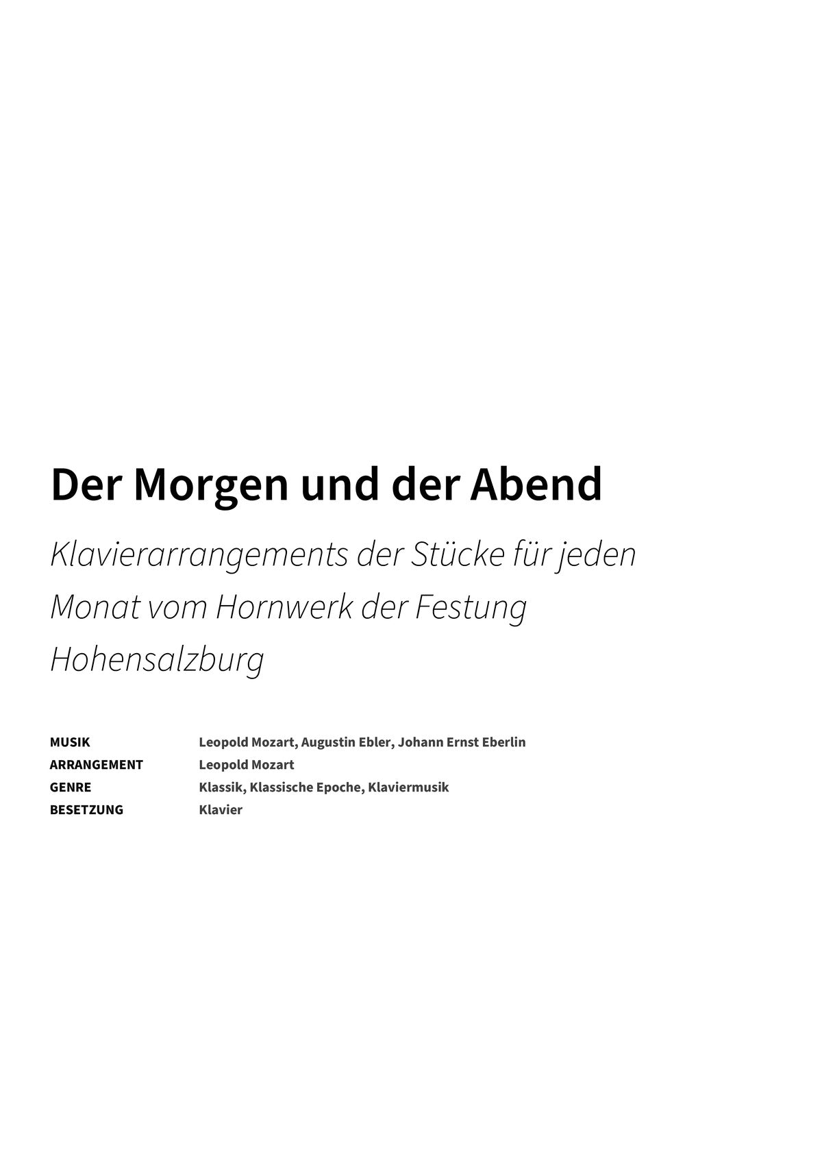 Der Morgen und der Abend - Title Page