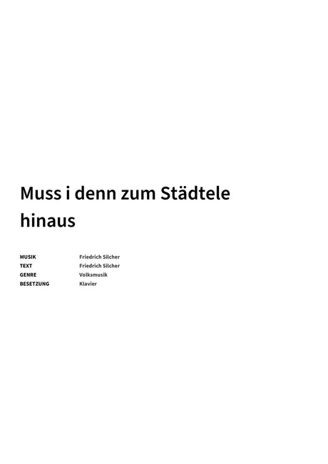 Muss i denn zum Städtele hinaus - Title Page