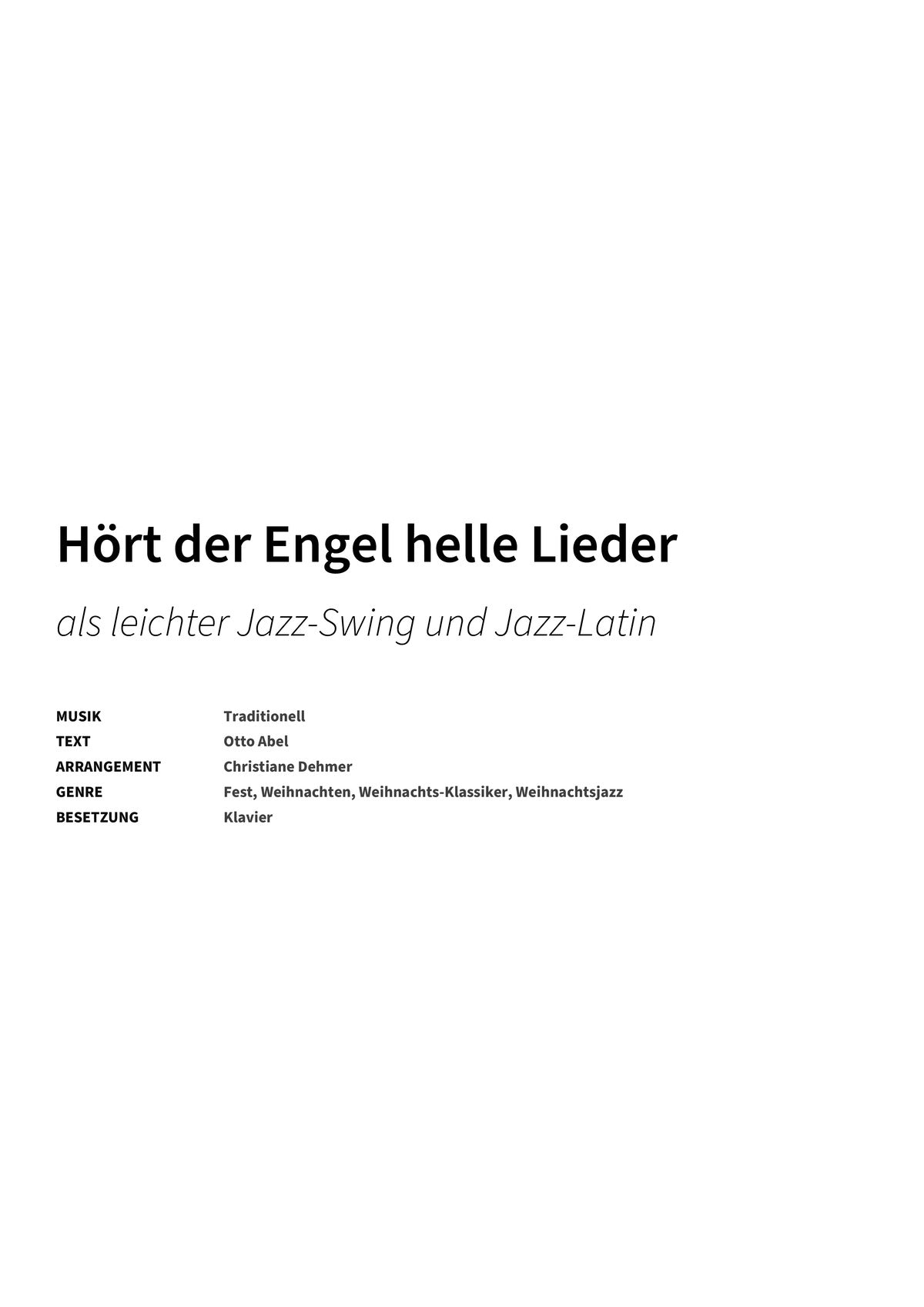 Hört der Engel helle Lieder - Title Page