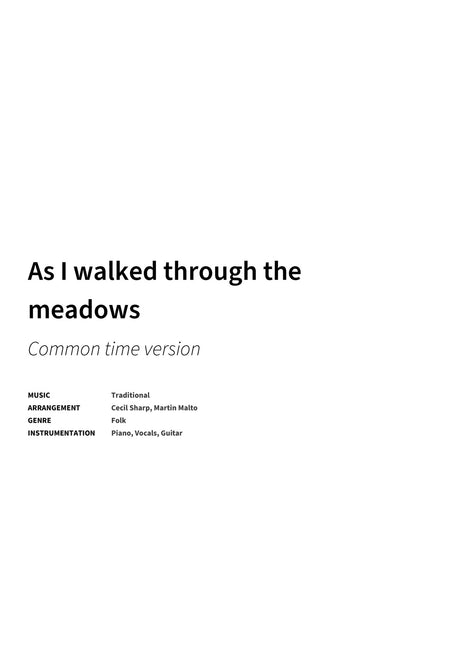 As I walked through the meadows - Title Page