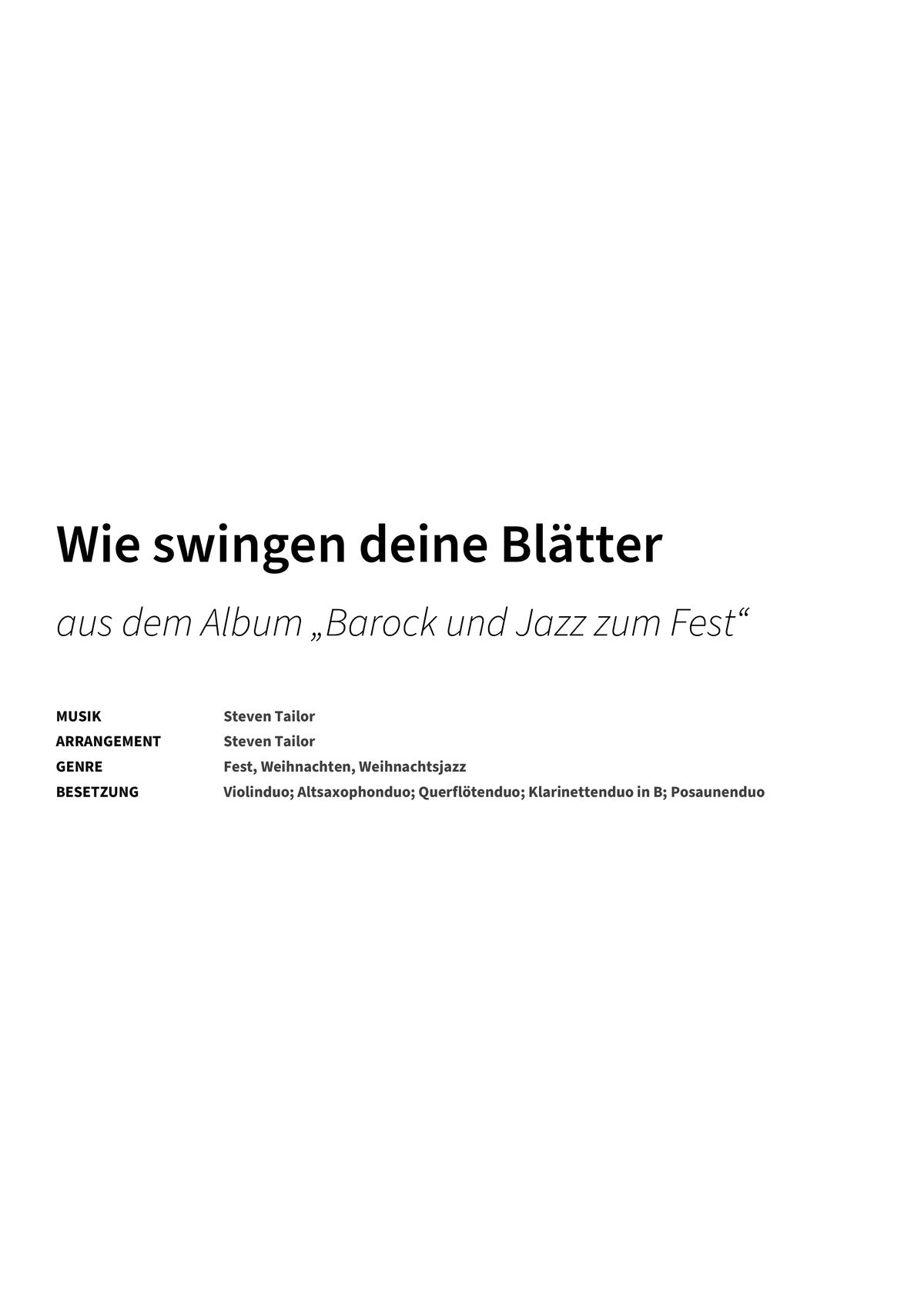 Wie swingen deine Blätter - Title Page