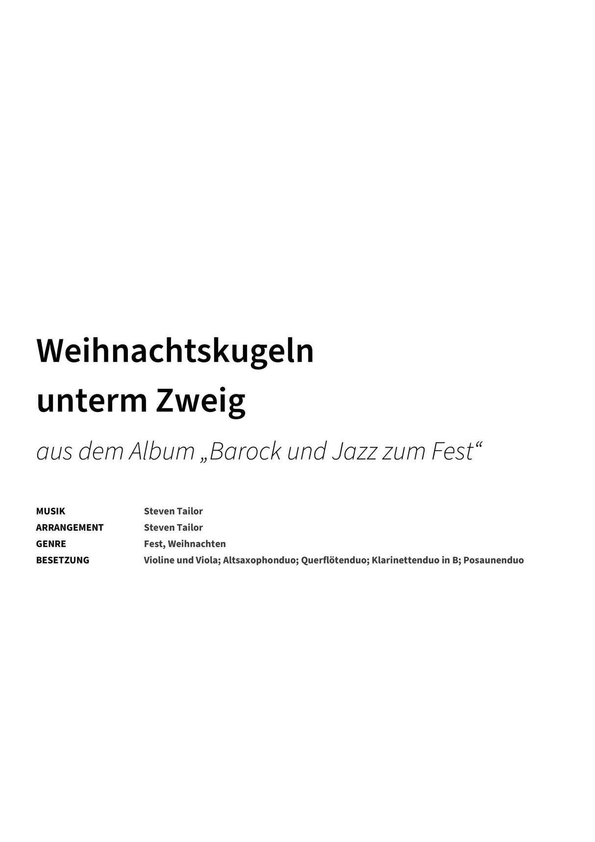 Weihnachtskugeln unterm Zweig - Title Page