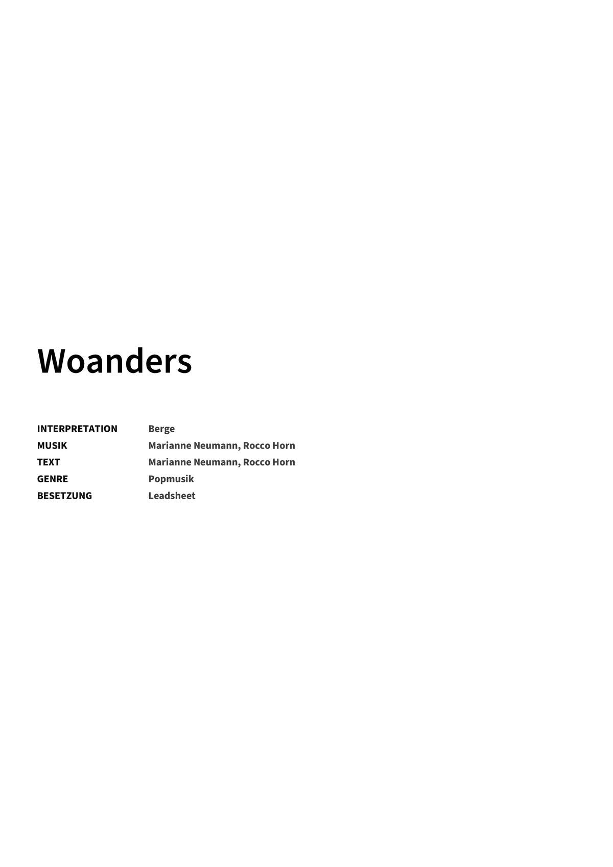 Woanders - Title Page