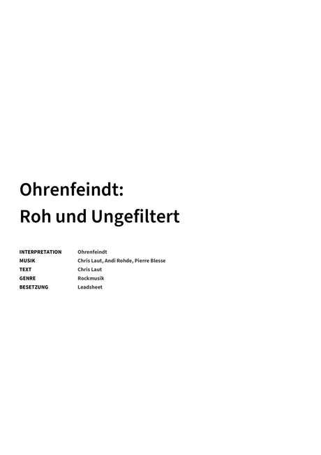Ohrenfeindt: Roh und Ungefiltert - Title Page