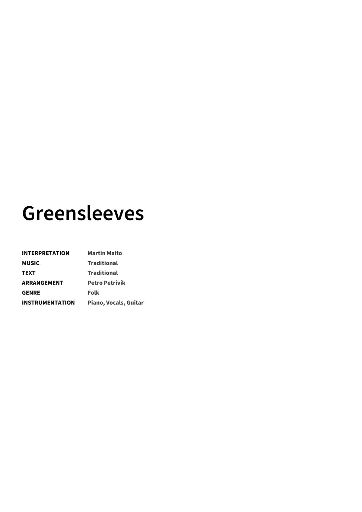 Greensleeves - Title Page
