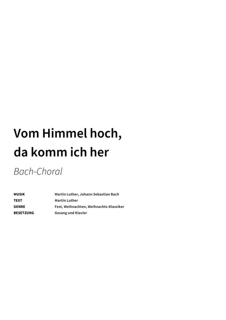 Vom Himmel hoch, da komm ich her - Title Page