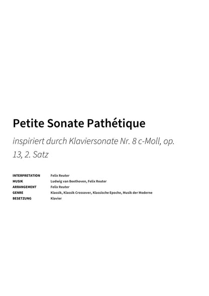 Petite Sonate Pathétique - Title Page