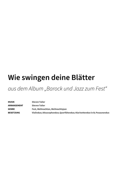 Wie swingen deine Blätter - Title Page