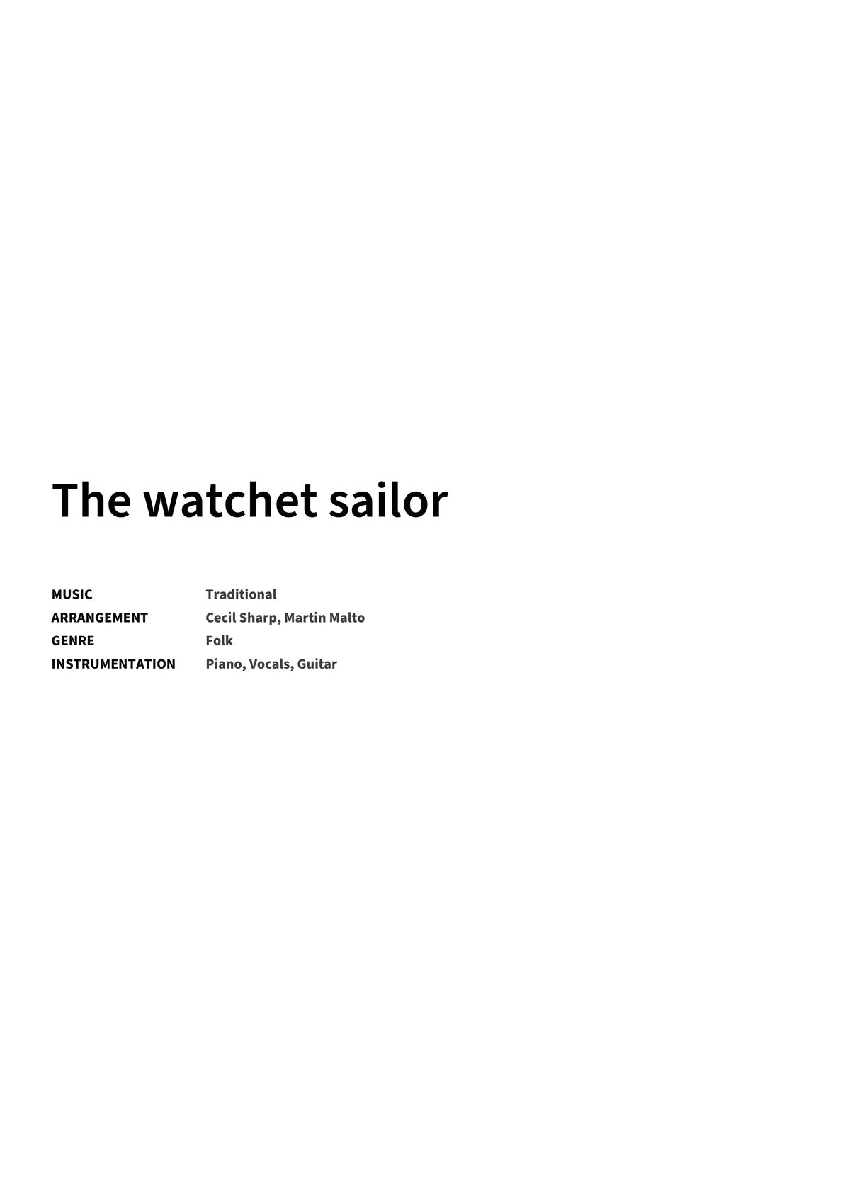 The watchet sailor - Title Page