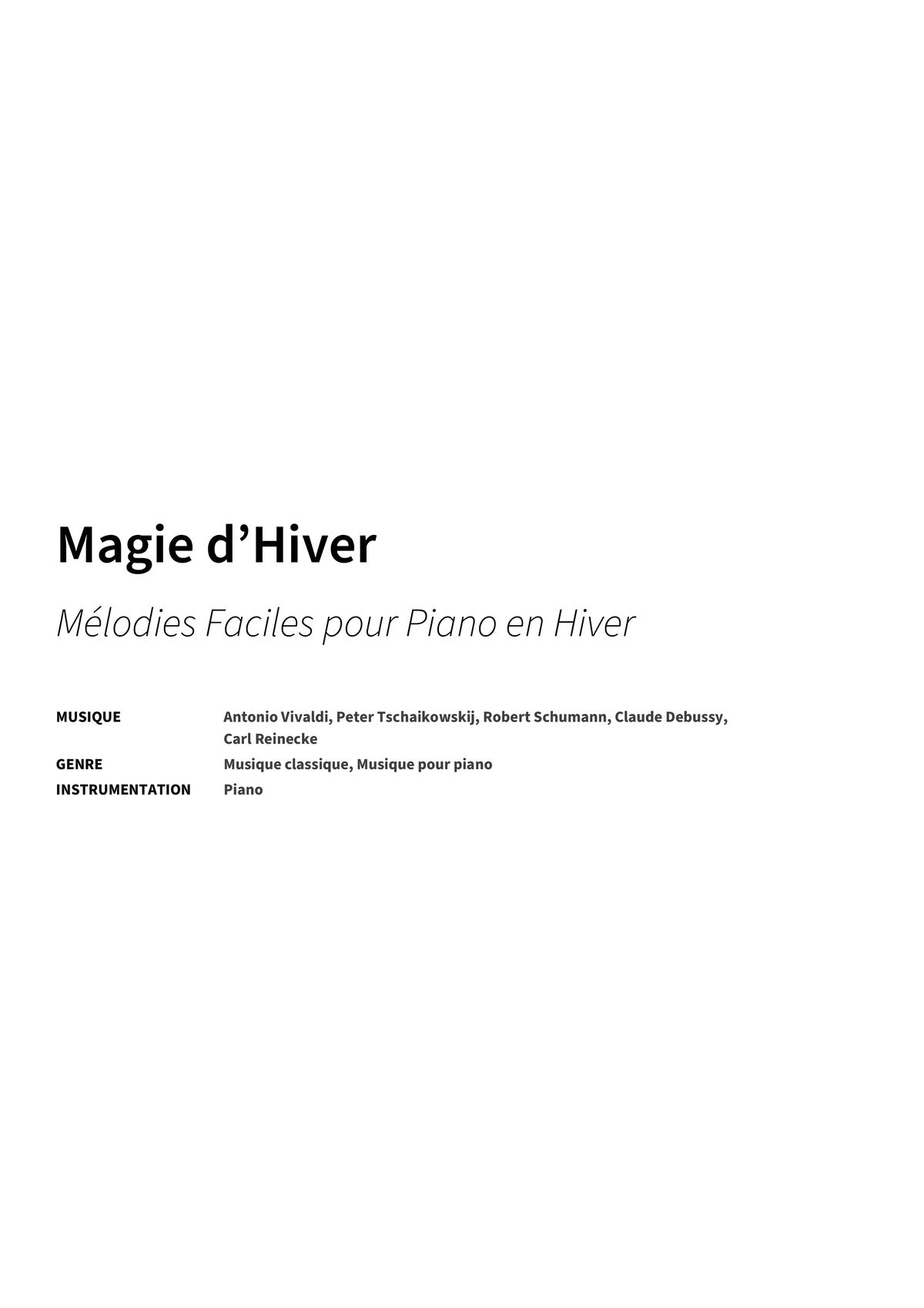 Magie d’Hiver - Title Page