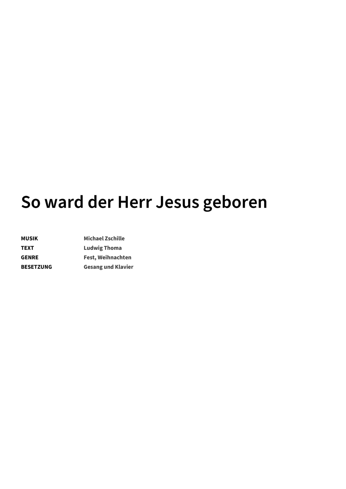 So ward der Herr Jesus geboren - Title Page