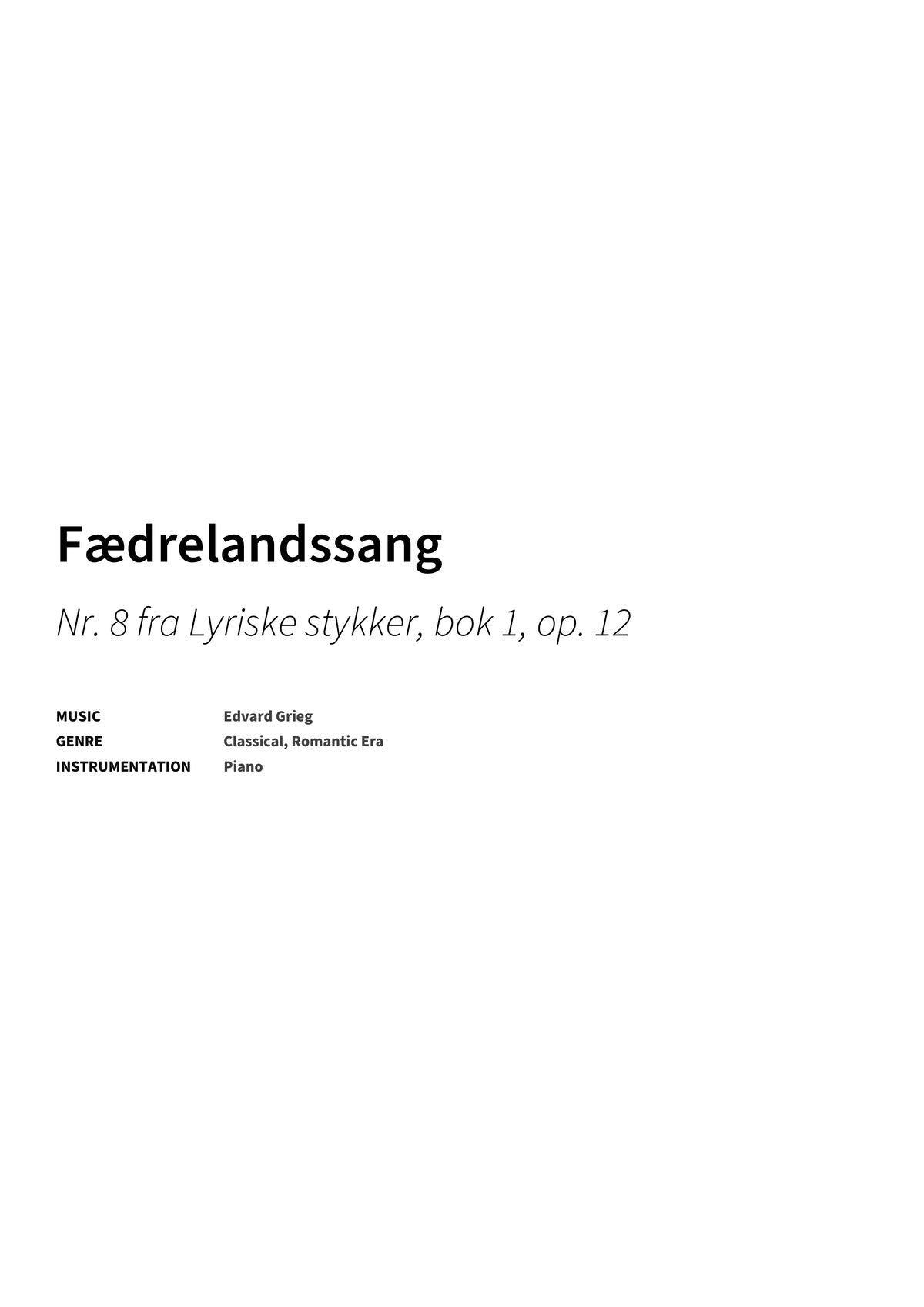 Fædrelandssang - Title Page
