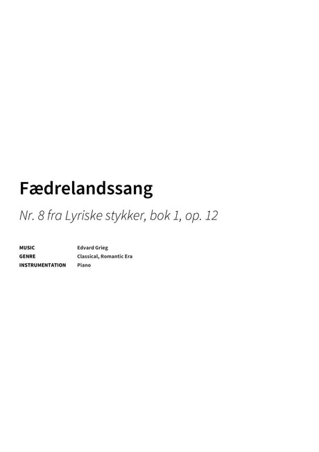 Fædrelandssang - Title Page