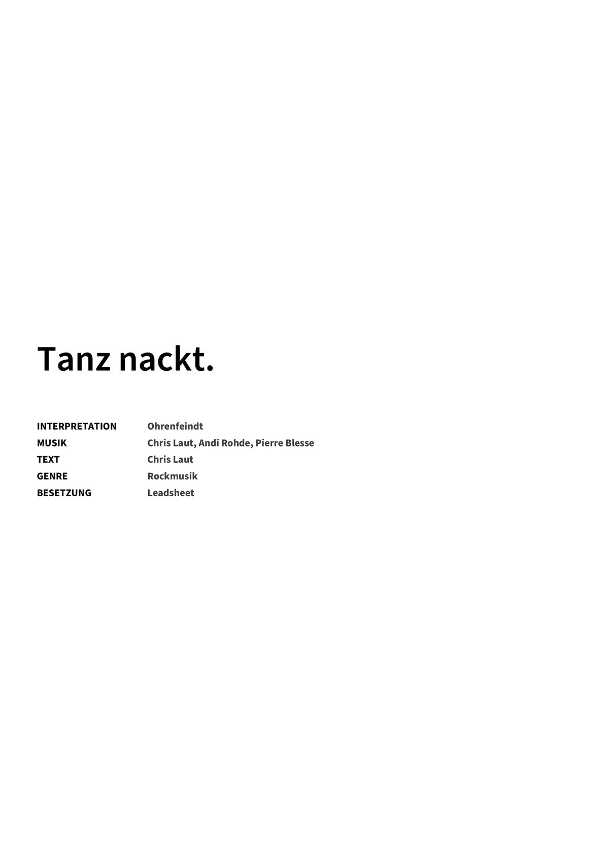 Tanz nackt. - Title Page