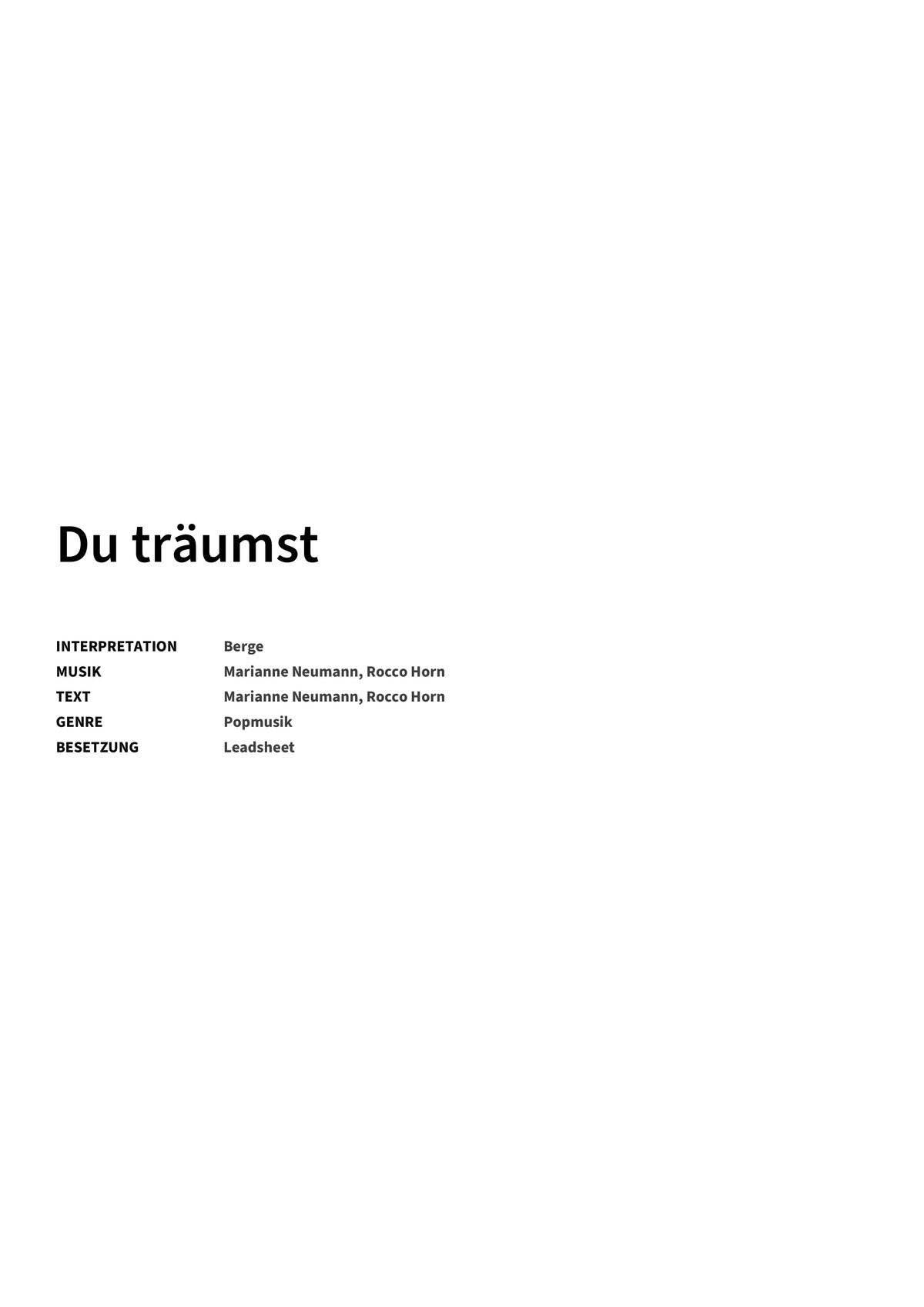 Du träumst - Title Page