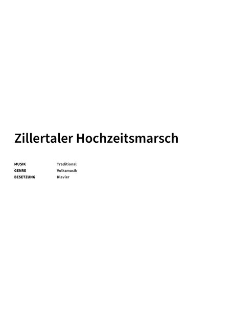 Zillertaler Hochzeitsmarsch - Title Page