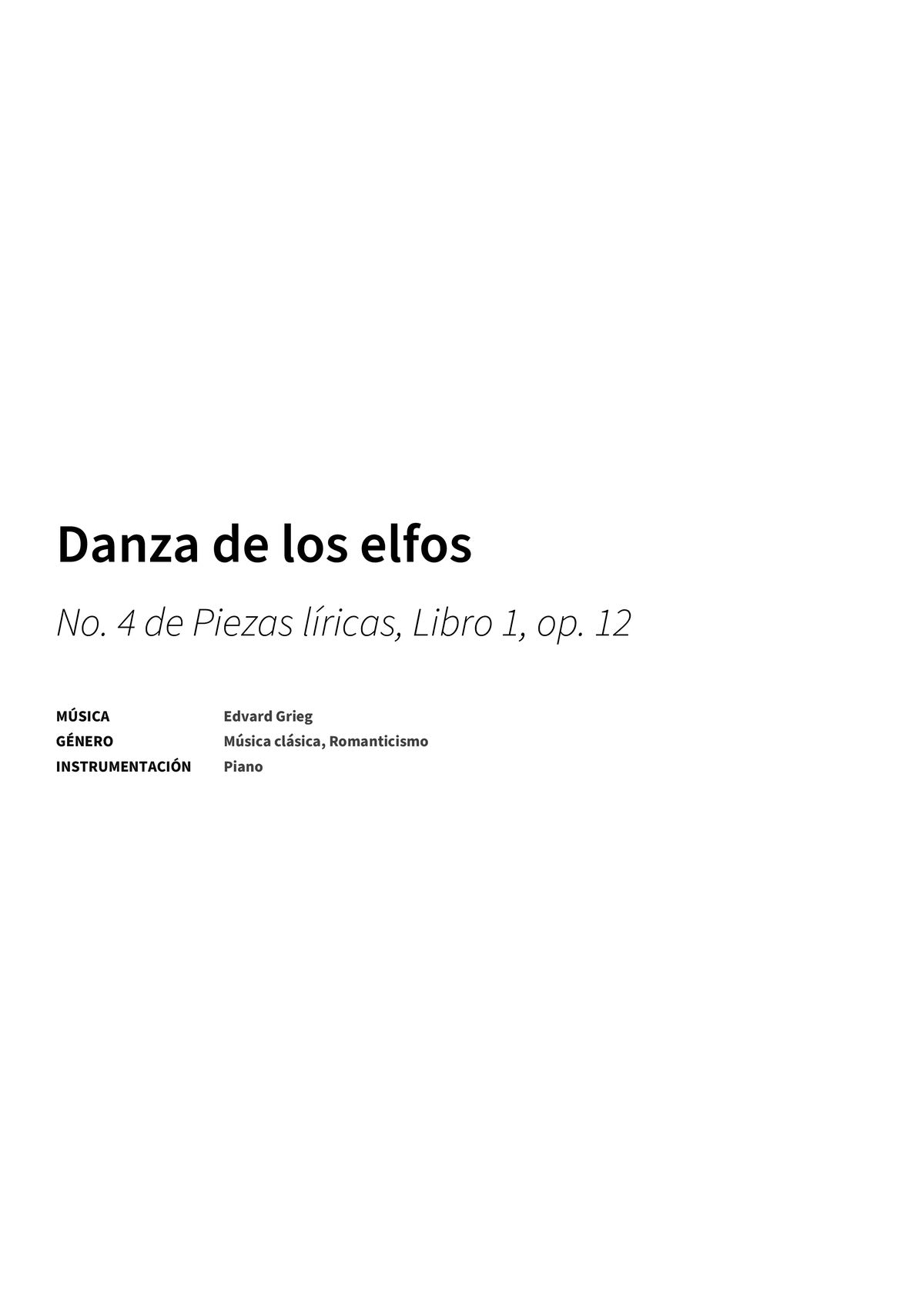 Danza de los elfos - Title Page