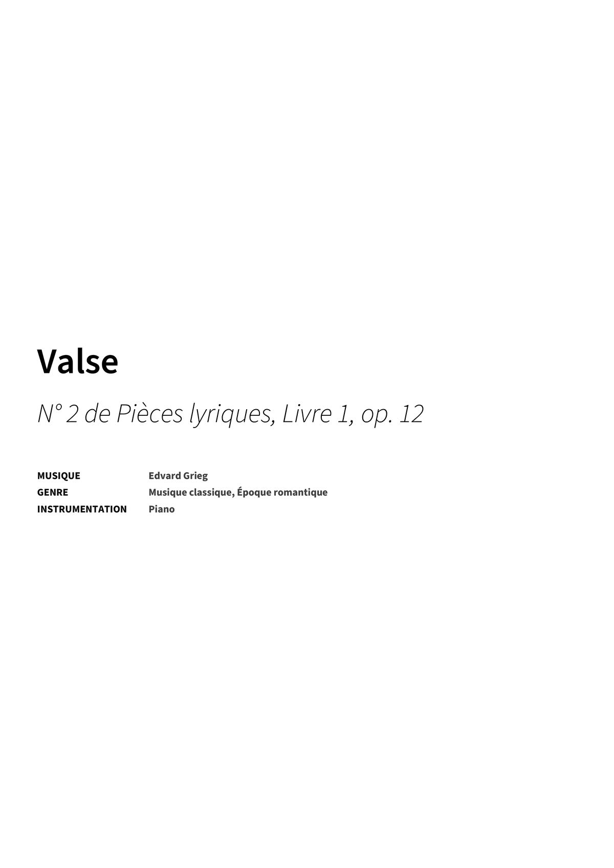 Valse - Title Page