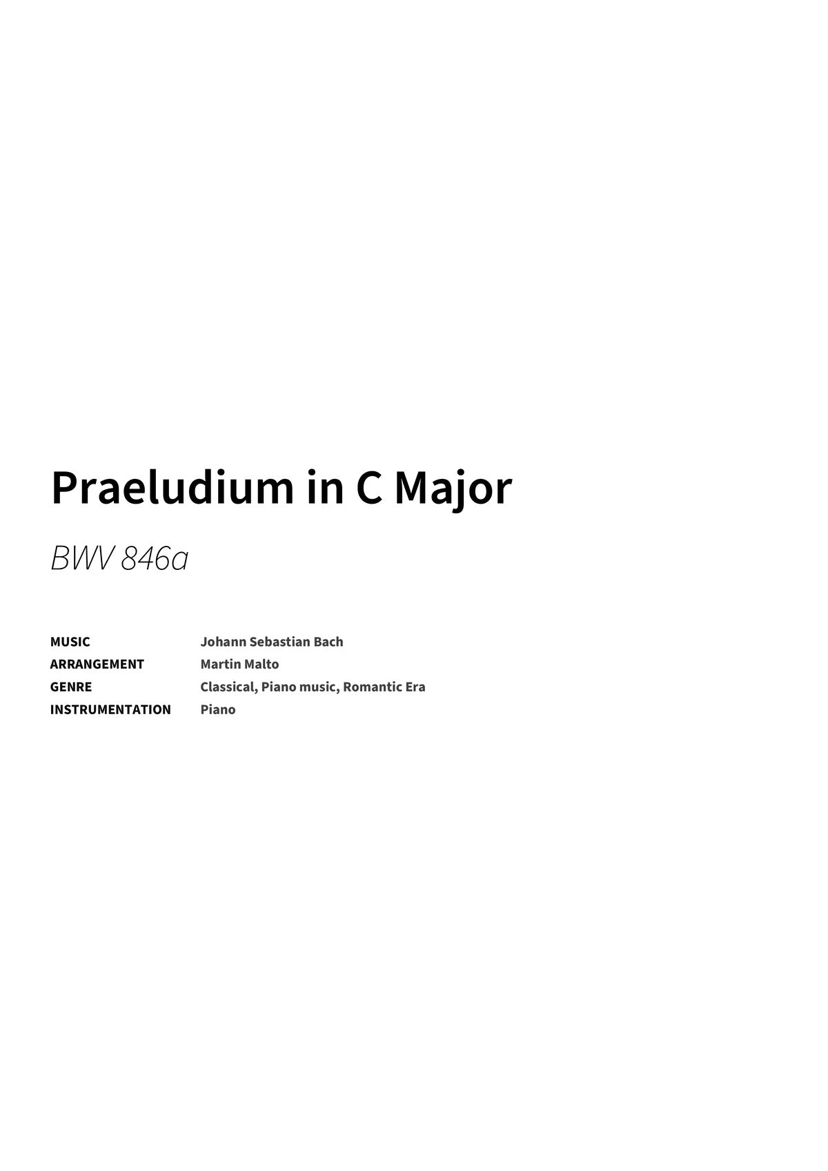 Praeludium in C Major - Title Page