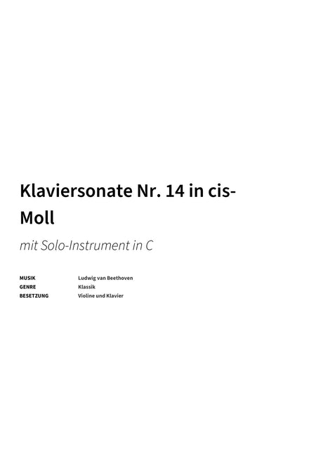Klaviersonate Nr. 14 in cis-Moll - Title Page