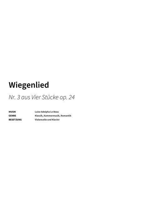 Wiegenlied - Title Page