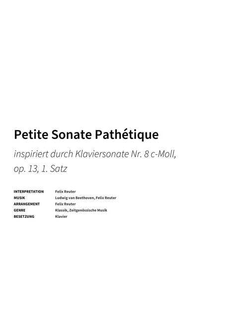 Petite Sonate Pathétique - Title Page