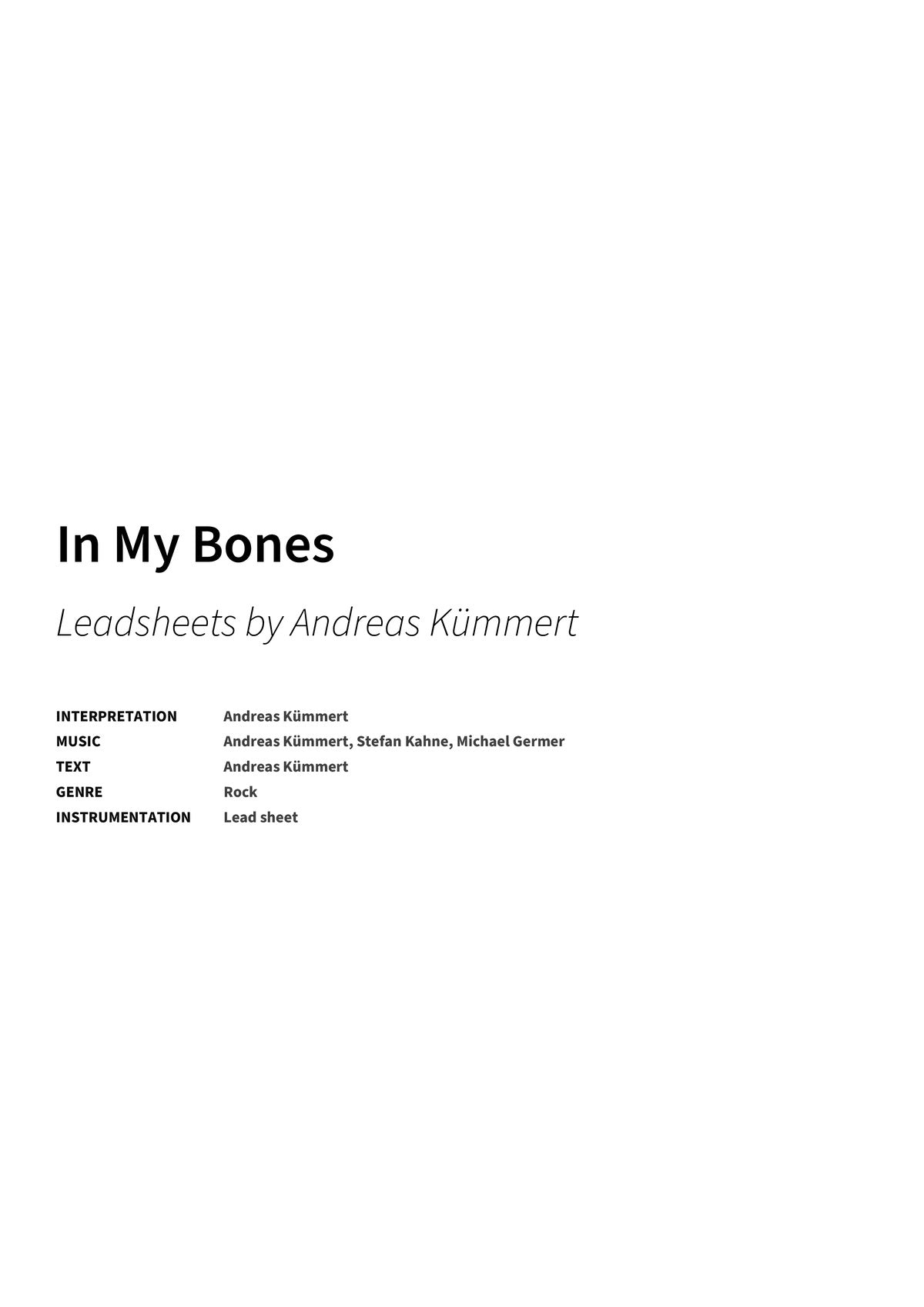 In My Bones - Title Page
