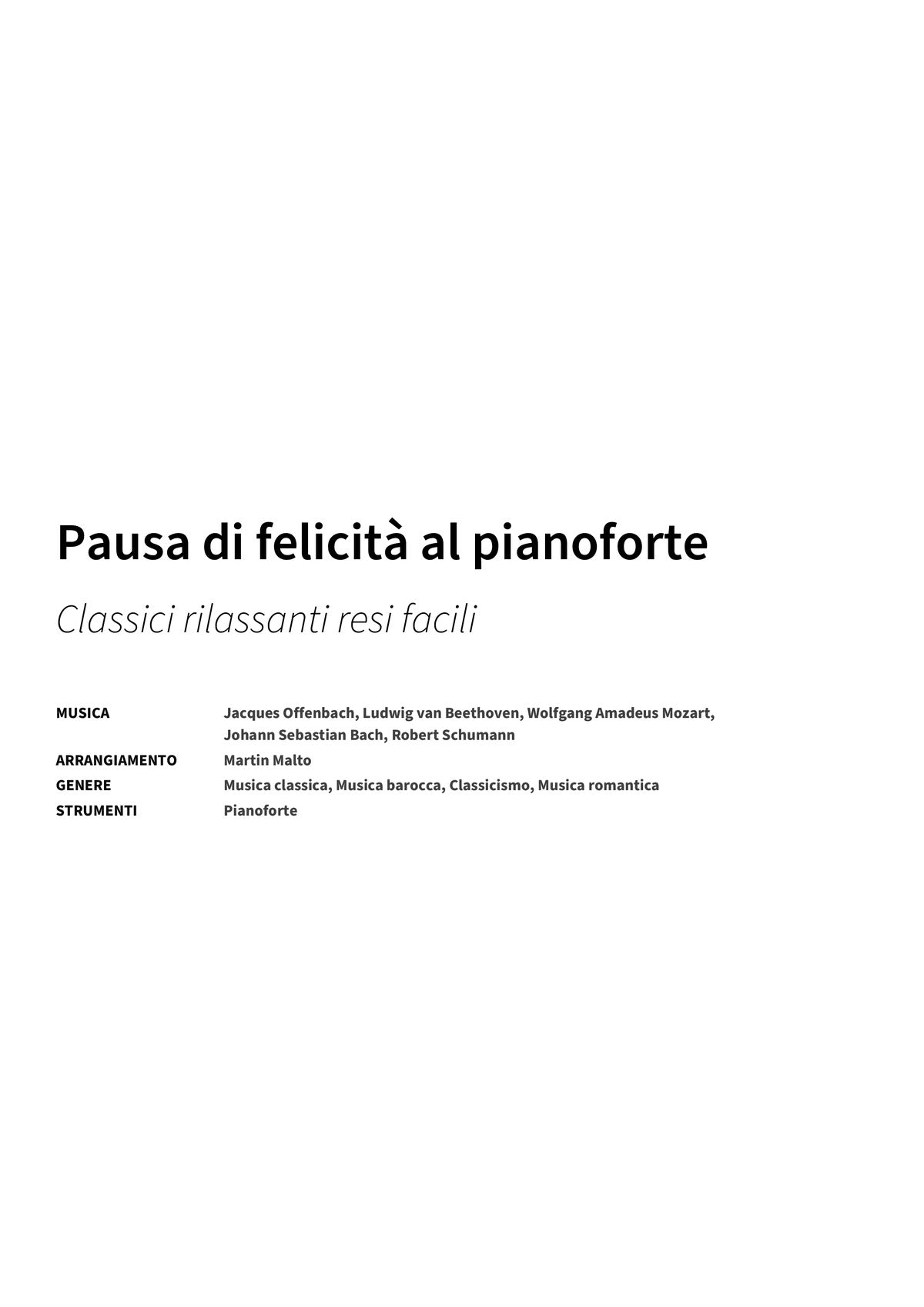 Pausa di felicità al pianoforte - Title Page