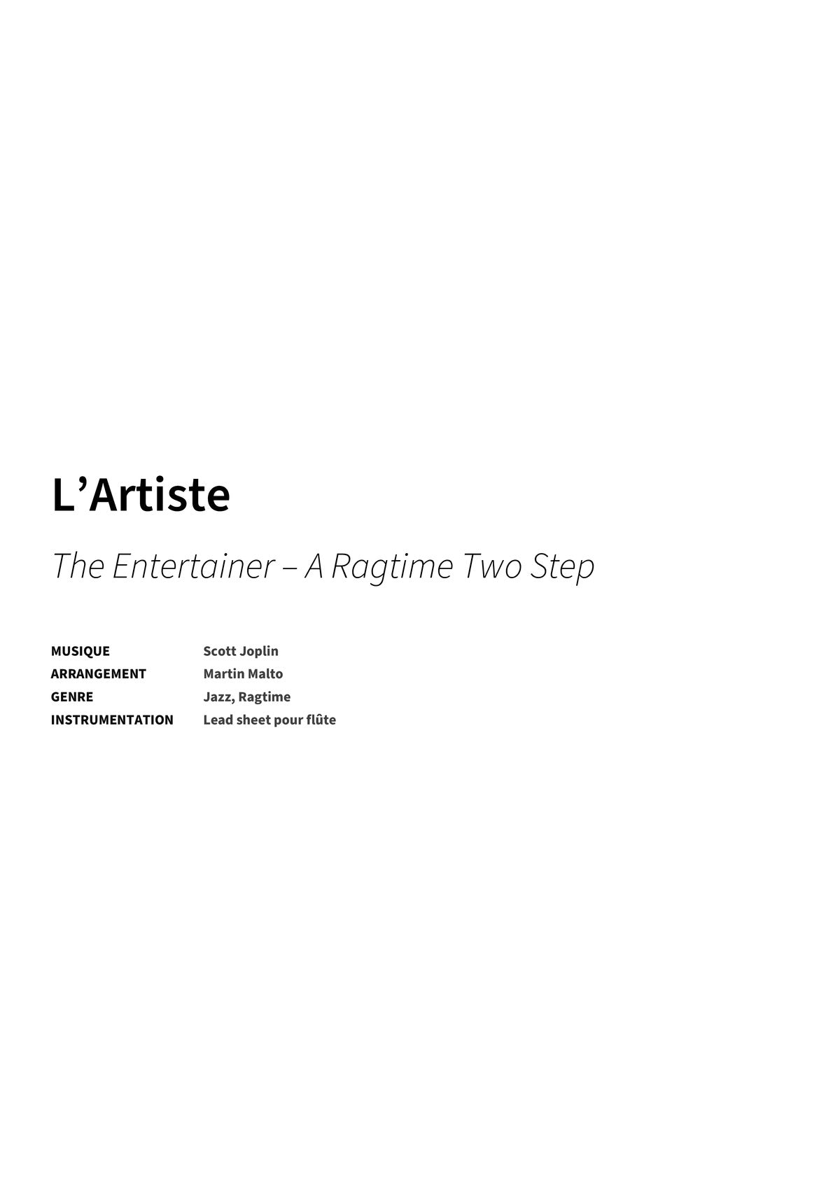 L’Artiste - Title Page