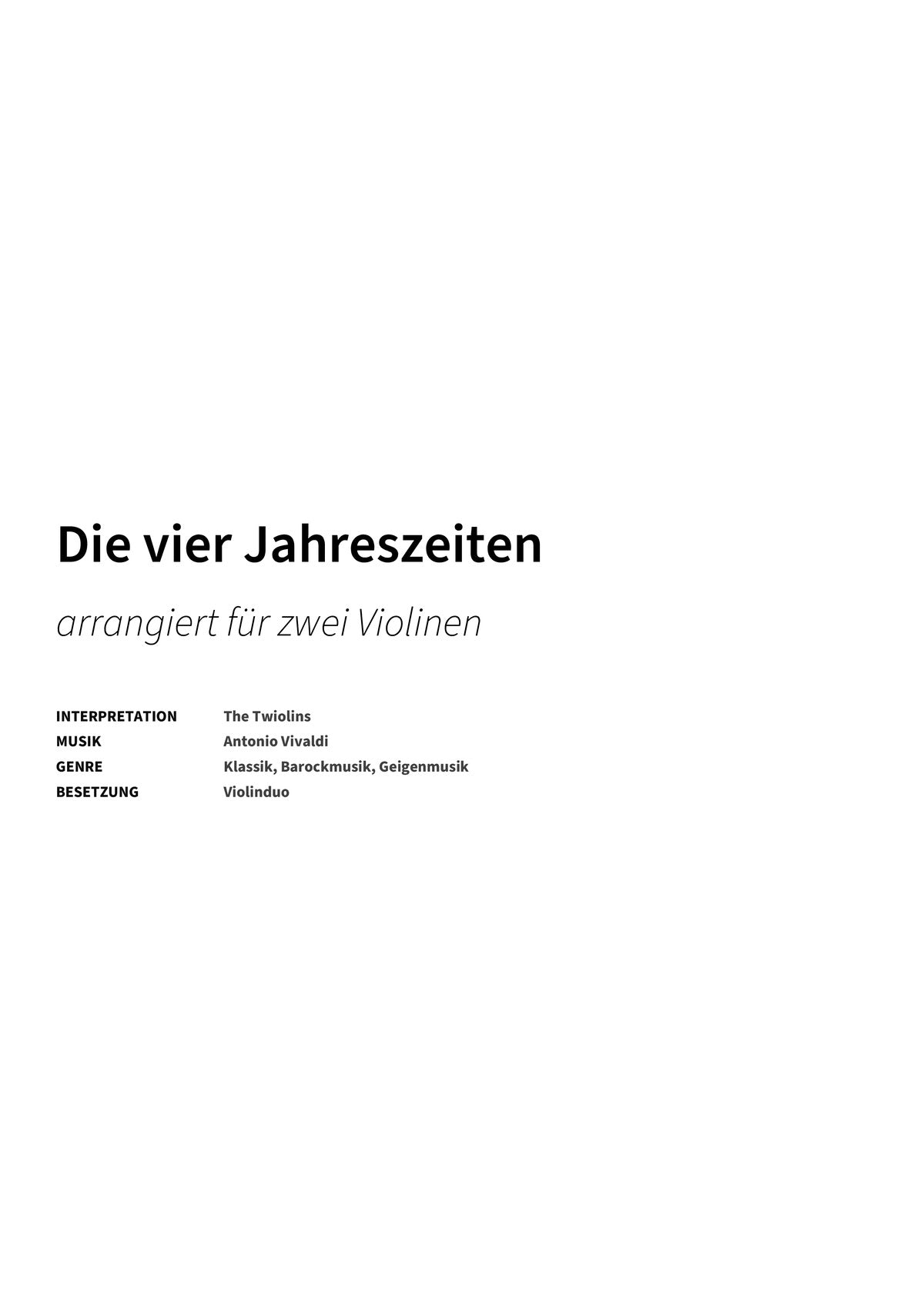 Die vier Jahreszeiten - Title Page