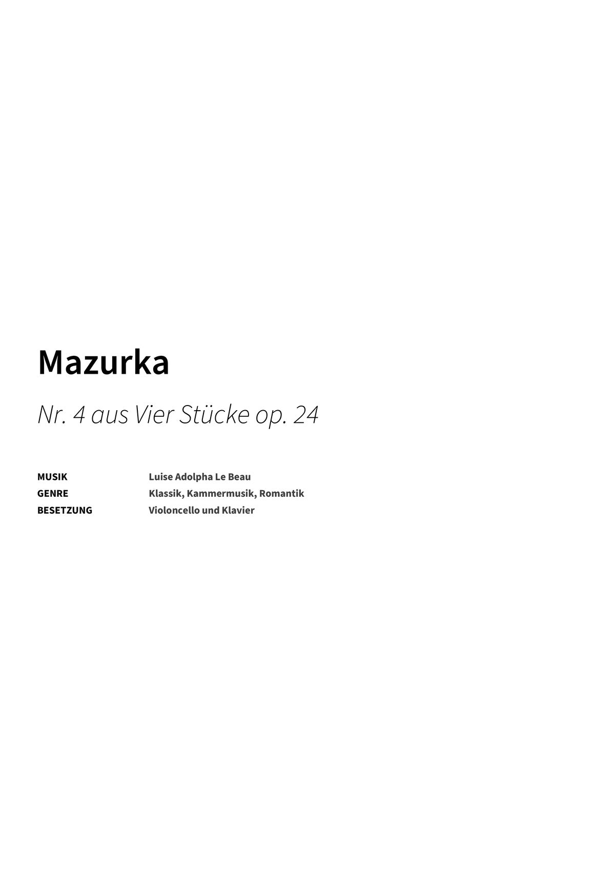 Mazurka - Title Page