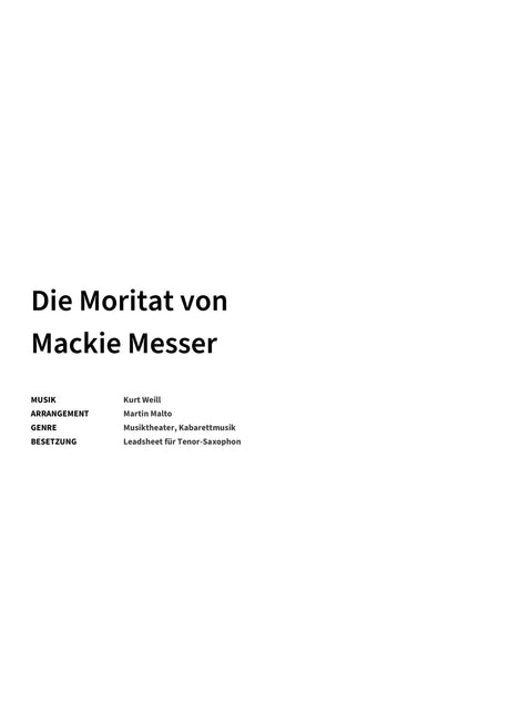 Die Moritat von Mackie Messer - Title Page