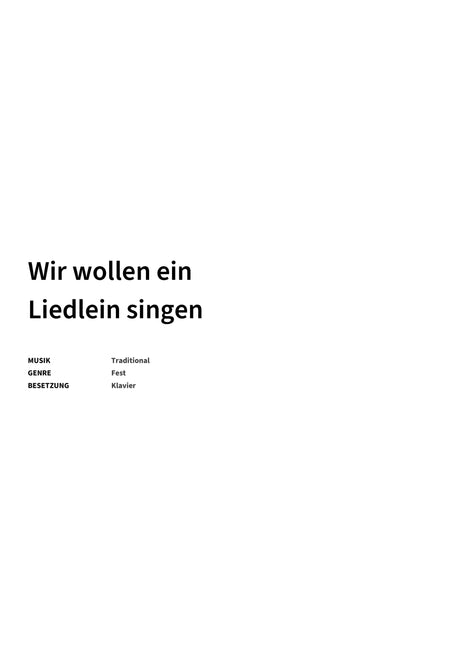 Wir wollen ein Liedlein singen - Title Page