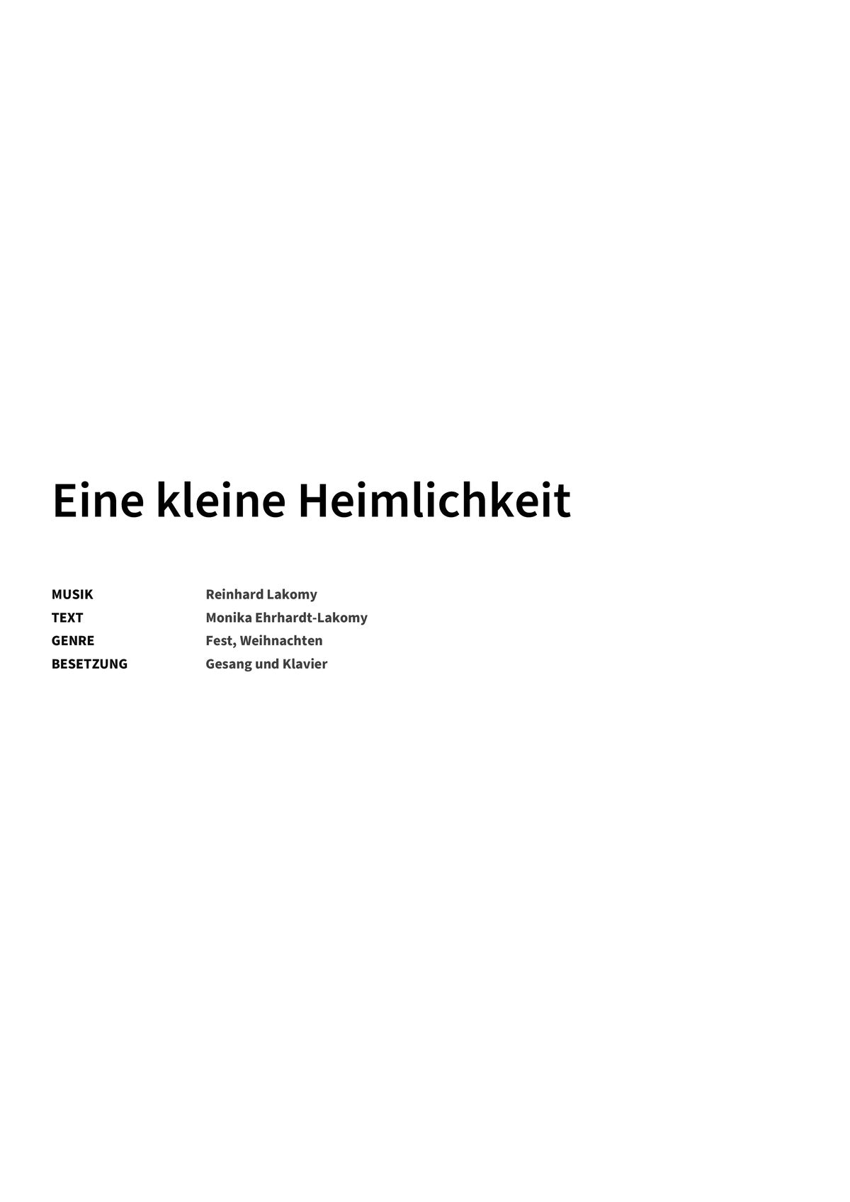 Eine kleine Heimlichkeit - Title Page