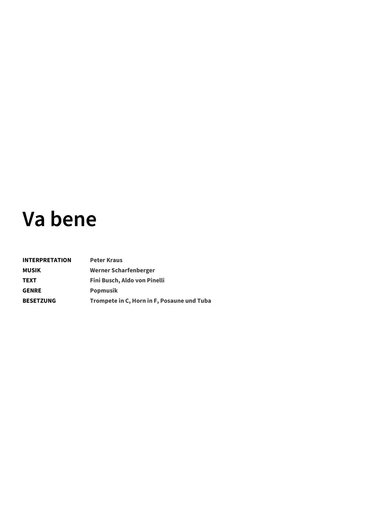 Va bene - Title Page