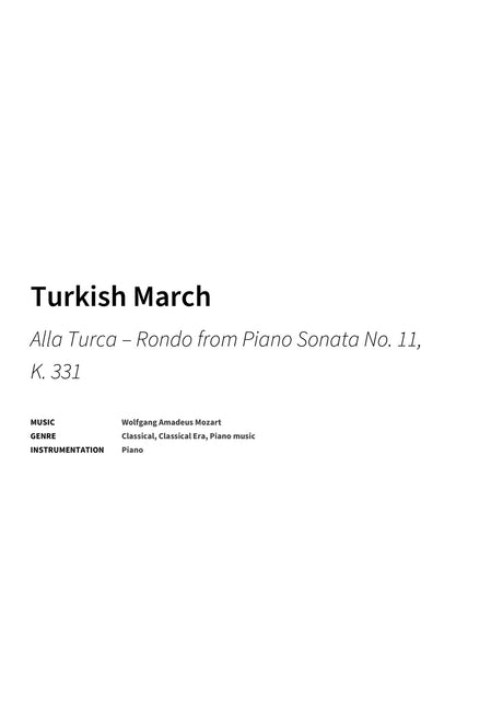Turkish March - Title Page