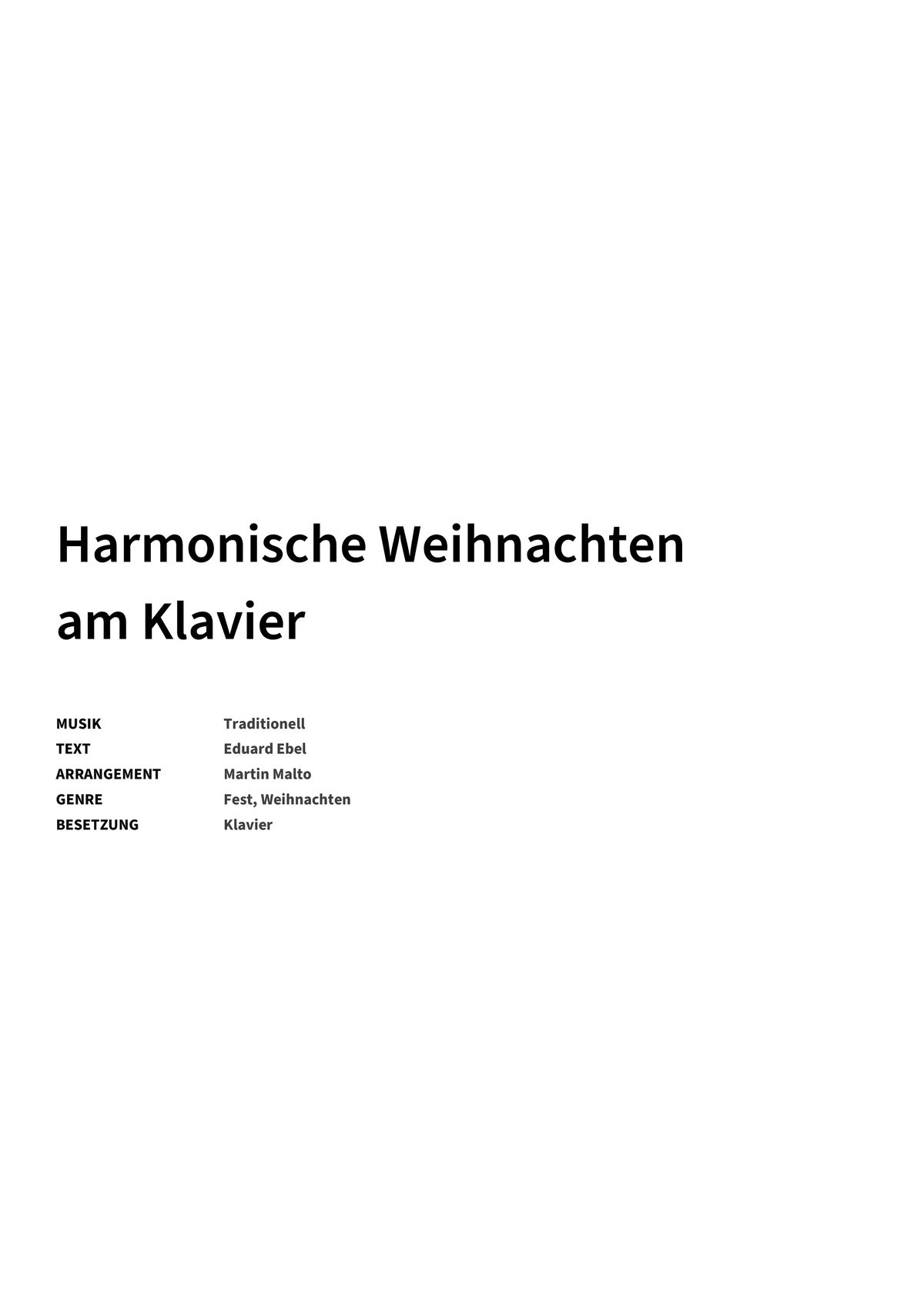 Harmonische Weihnachten am Klavier - Title Page