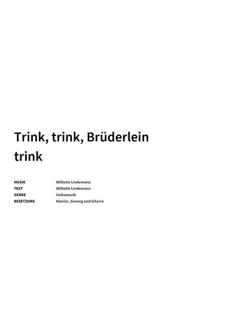 Trink, trink, Brüderlein trink - Title Page