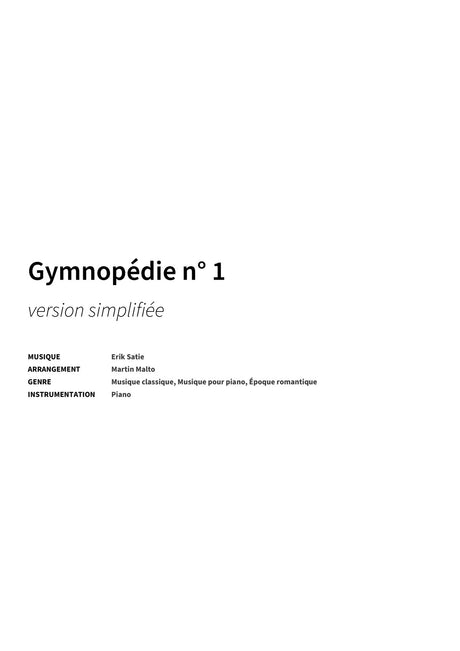 Gymnopédie n° 1 - Title Page