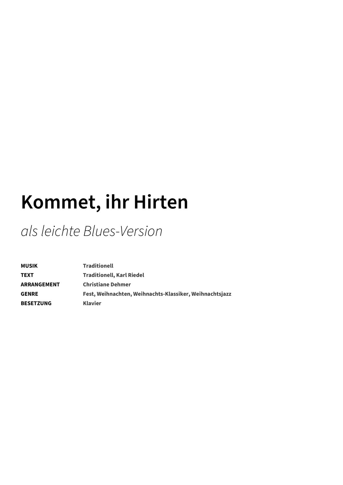 Kommet, ihr Hirten - Title Page
